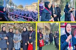 حضور قهرمان و پیشکسوت ورزشی درصف صبحگاه به مناسبت هفته تربیت بدنی